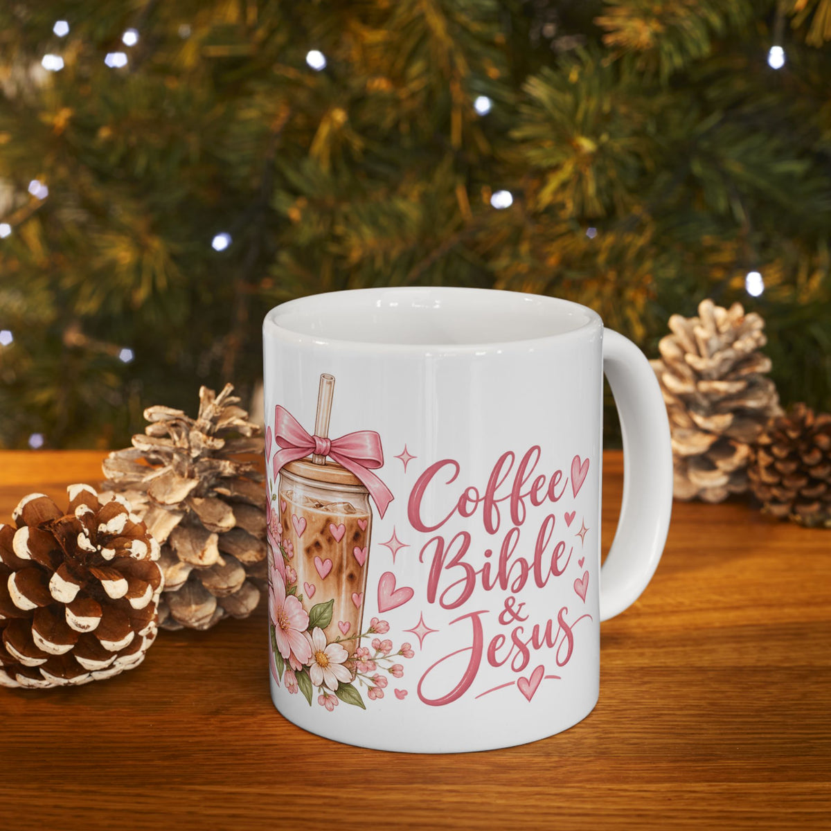 Pink Floral Bow Ceramic Mug – Romantic Coffee & Tea Gift