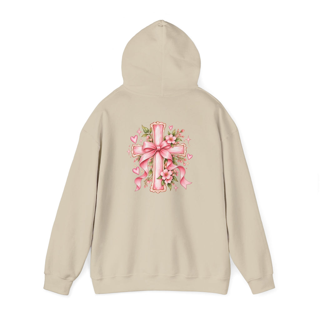 Pink Floral Cross Hoodie — "Made by Karla" Faith Pullover