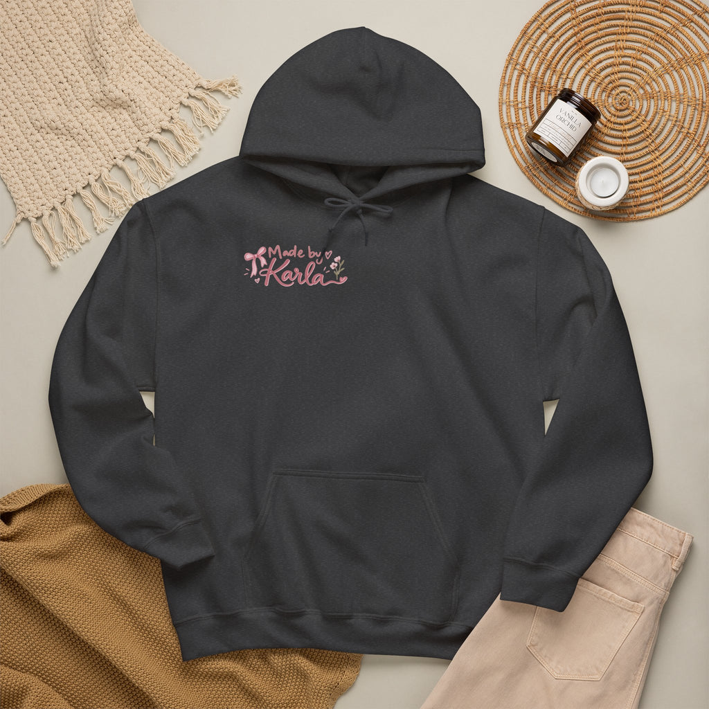 Pink Floral Cross Hoodie — "Made by Karla" Faith Pullover