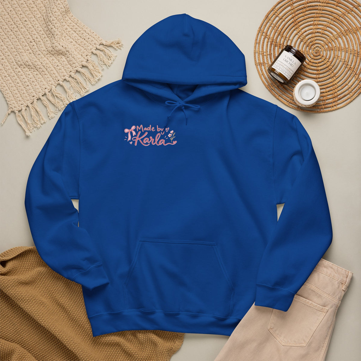Pink Floral Cross Hoodie — "Made by Karla" Faith Pullover