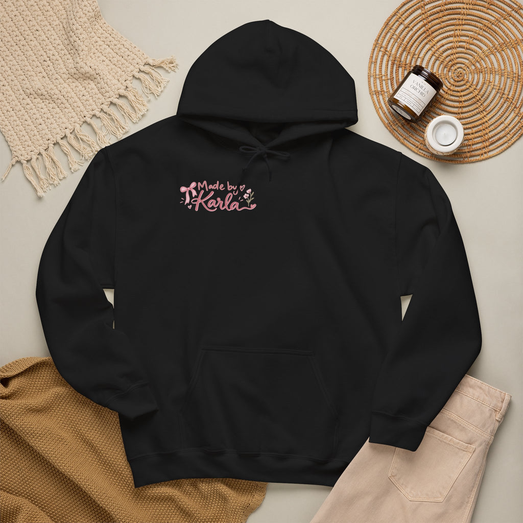 Pink Floral Cross Hoodie — "Made by Karla" Faith Pullover