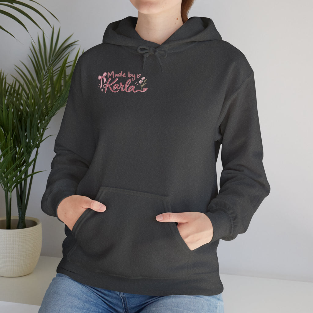 Pink Floral Cross Hoodie — "Made by Karla" Faith Pullover