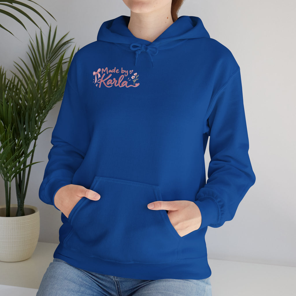 Pink Floral Cross Hoodie — "Made by Karla" Faith Pullover