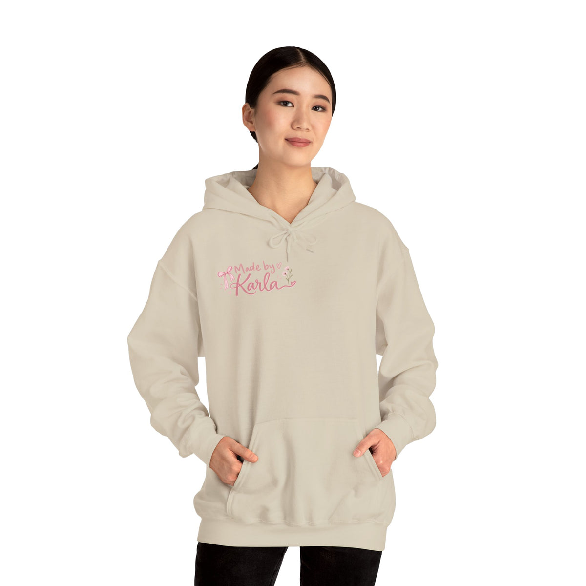 Pink Floral Cross Hoodie — "Made by Karla" Faith Pullover