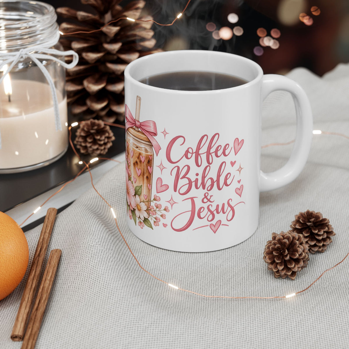 Pink Floral Bow Ceramic Mug – Romantic Coffee & Tea Gift