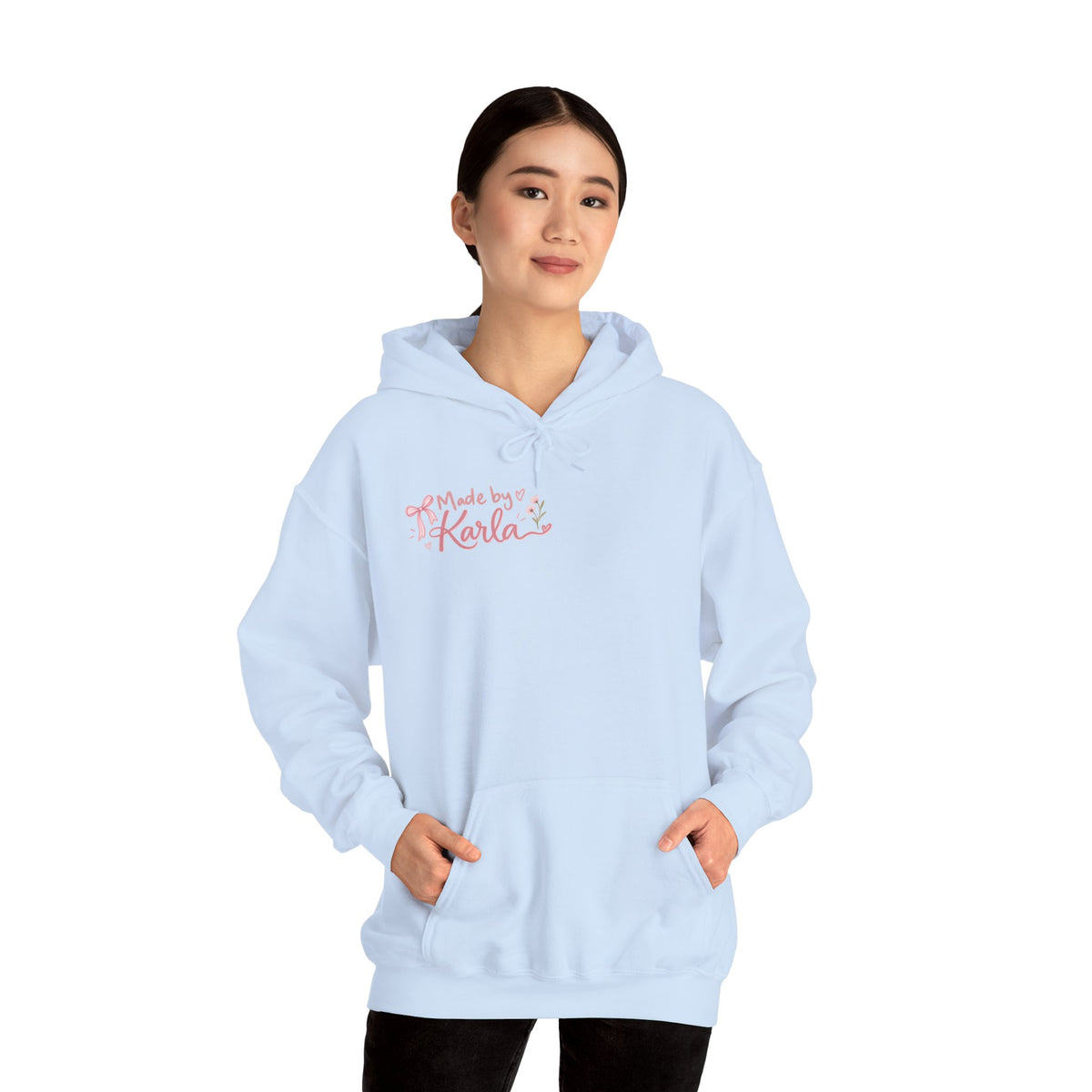 Pink Floral Cross Hoodie — "Made by Karla" Faith Pullover