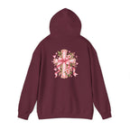 Pink Floral Cross Hoodie — "Made by Karla" Faith Pullover