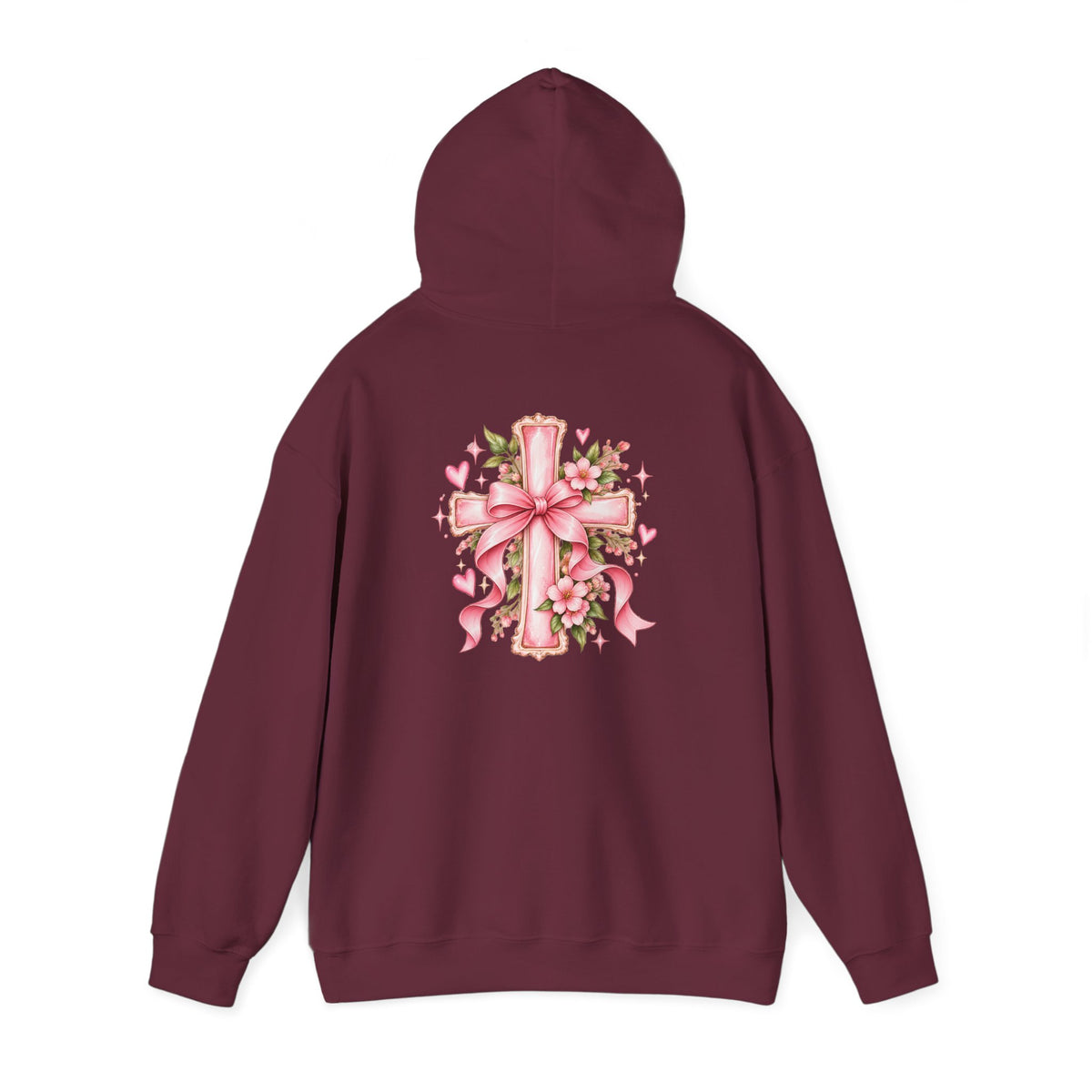 Pink Floral Cross Hoodie — "Made by Karla" Faith Pullover