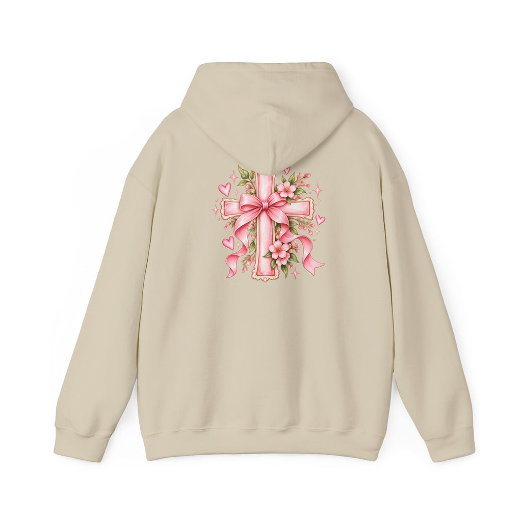 Pink Floral Cross Hoodie — "Made by Karla" Faith Pullover