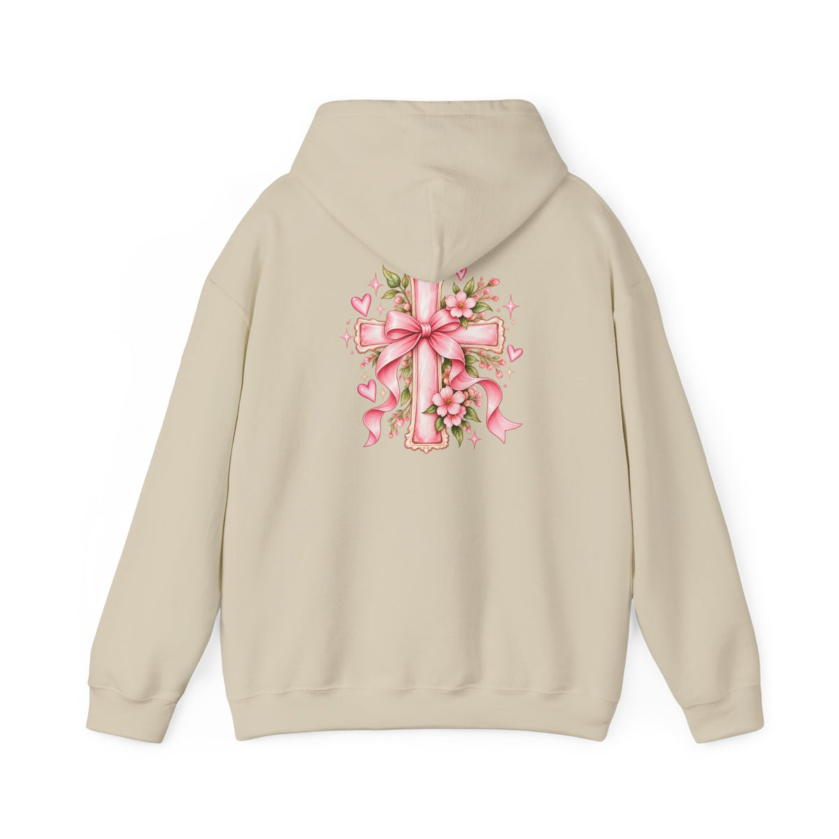 Pink Floral Cross Hoodie — "Made by Karla" Faith Pullover