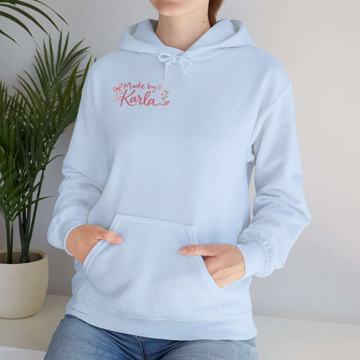 Pink Floral Cross Hoodie — "Made by Karla" Faith Pullover