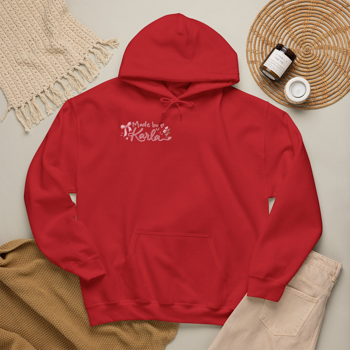 Pink Floral Cross Hoodie — "Made by Karla" Faith Pullover