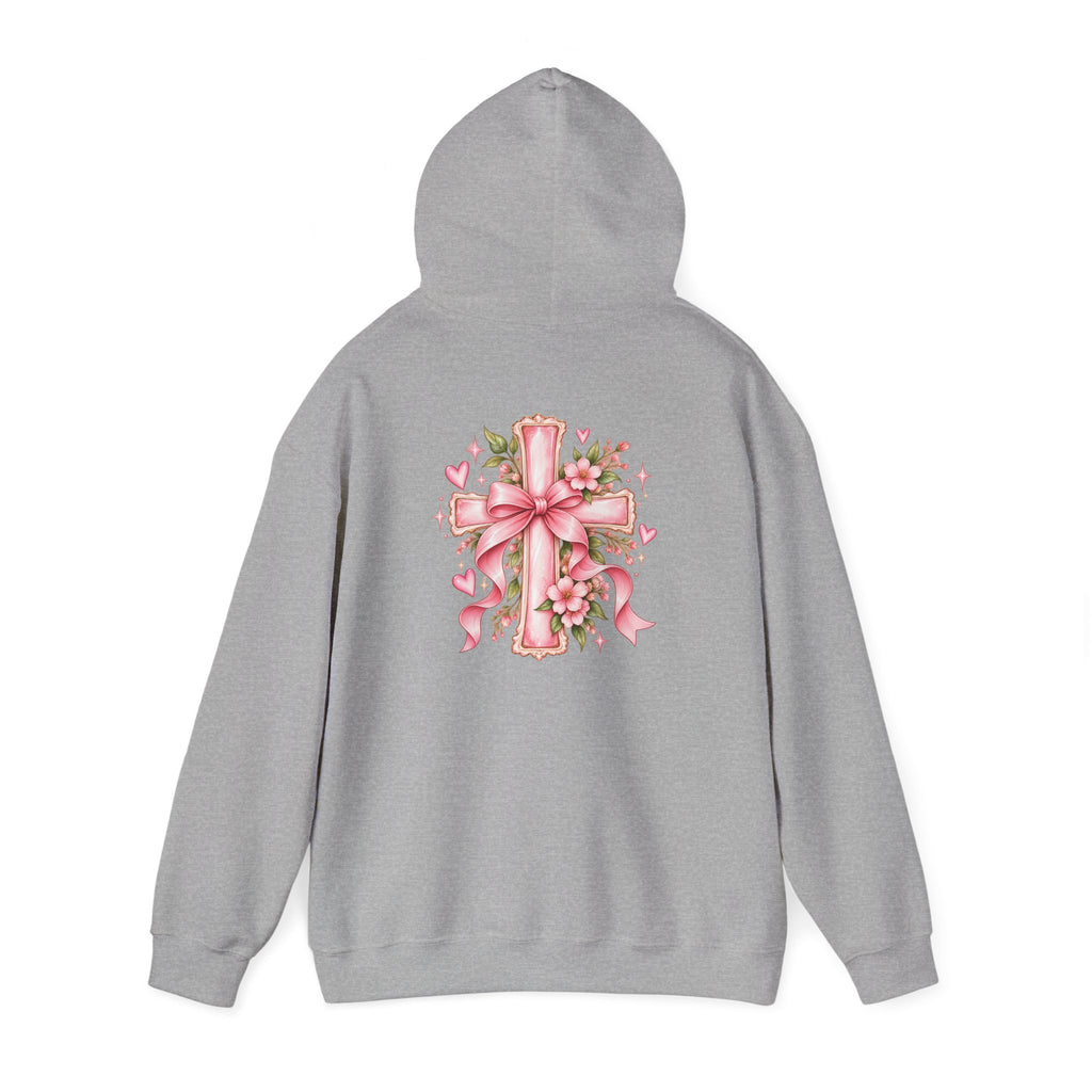 Pink Floral Cross Hoodie — "Made by Karla" Faith Pullover