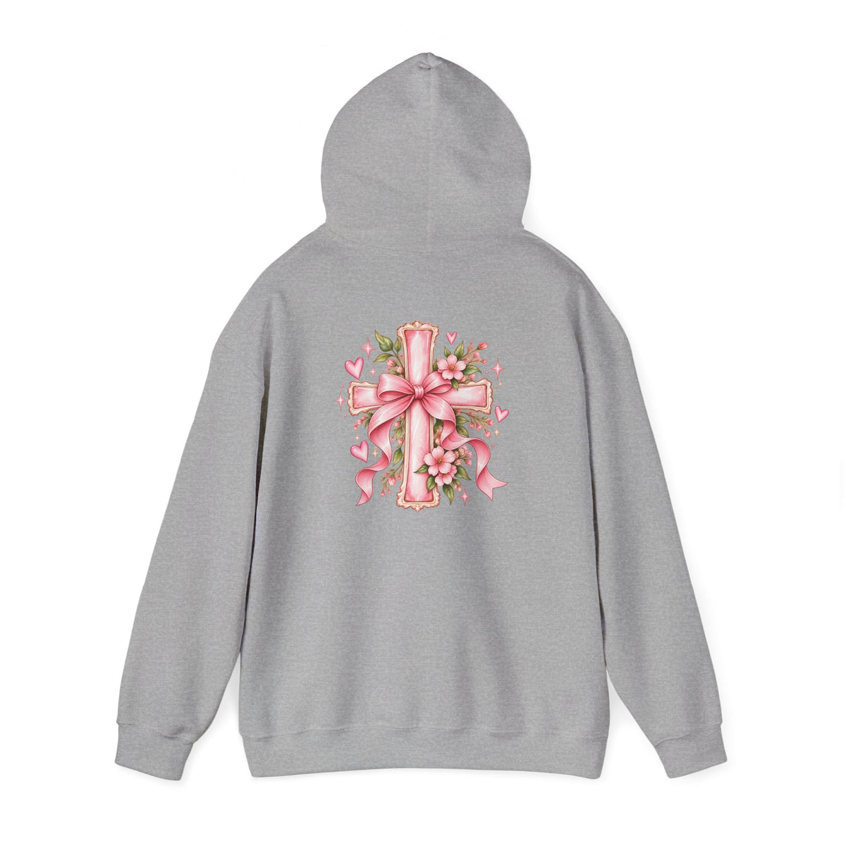 Pink Floral Cross Hoodie — "Made by Karla" Faith Pullover