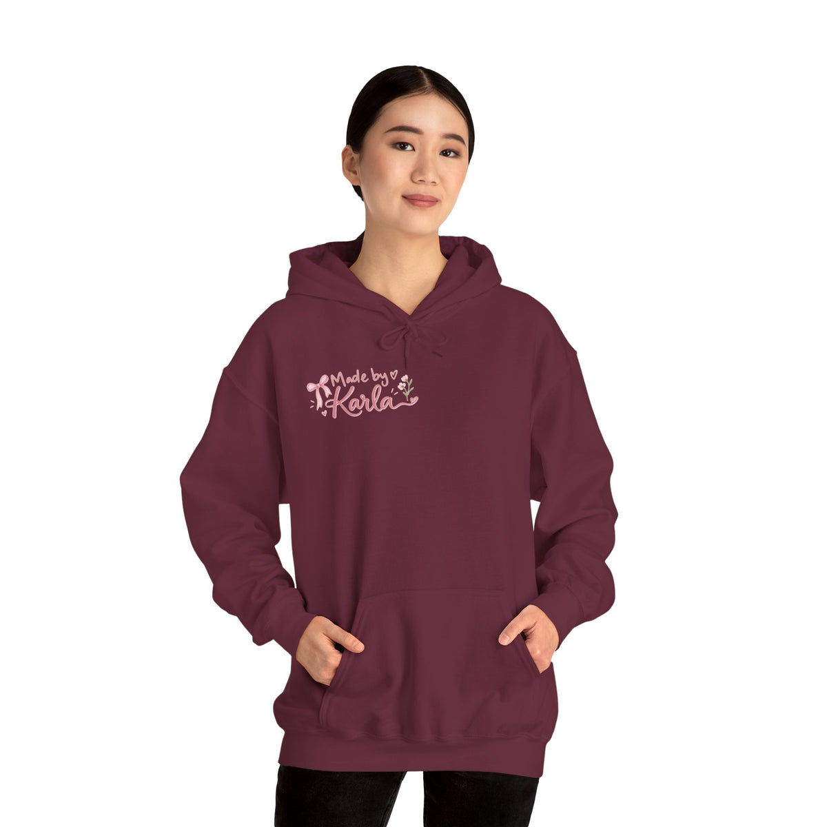 Pink Floral Cross Hoodie — "Made by Karla" Faith Pullover