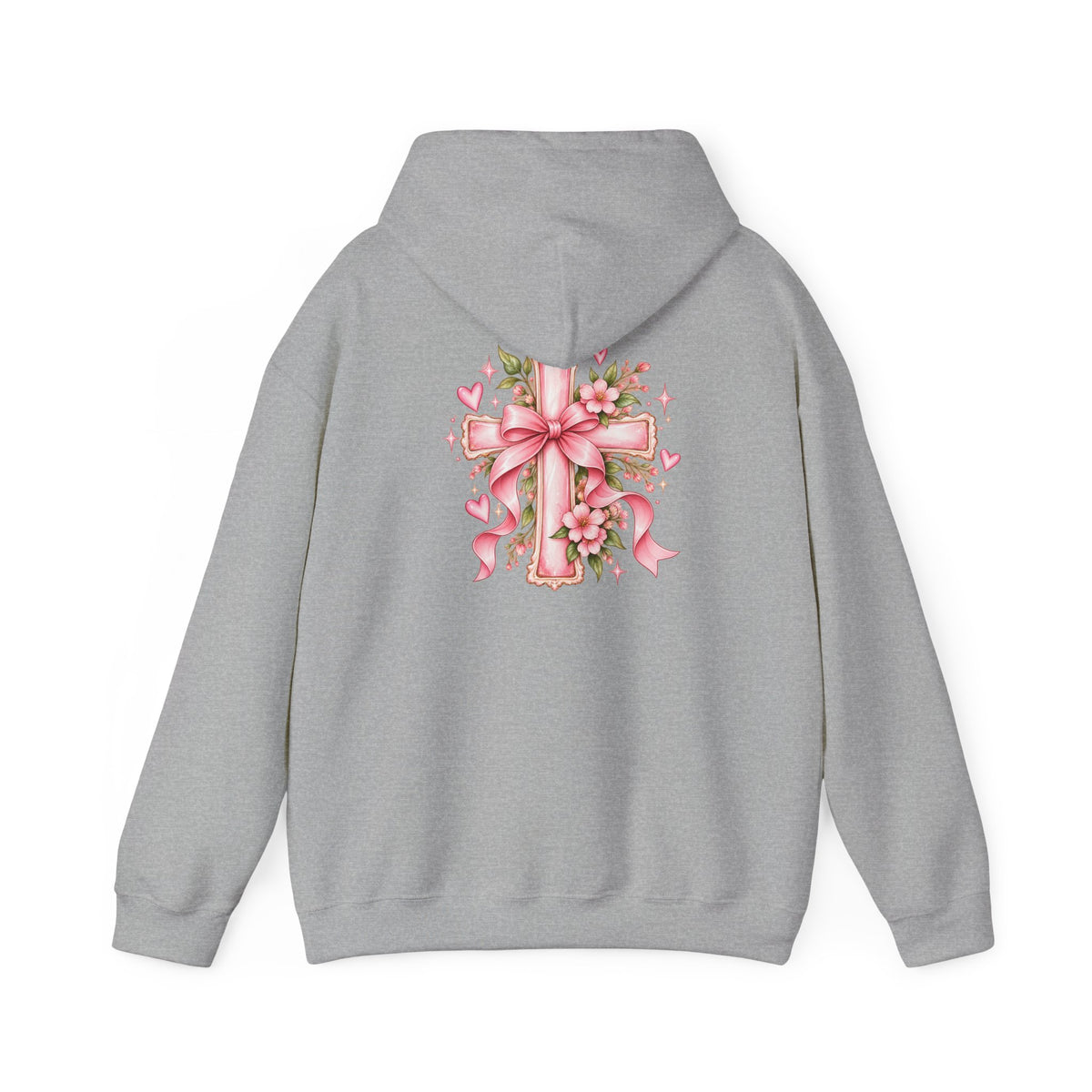 Pink Floral Cross Hoodie — "Made by Karla" Faith Pullover