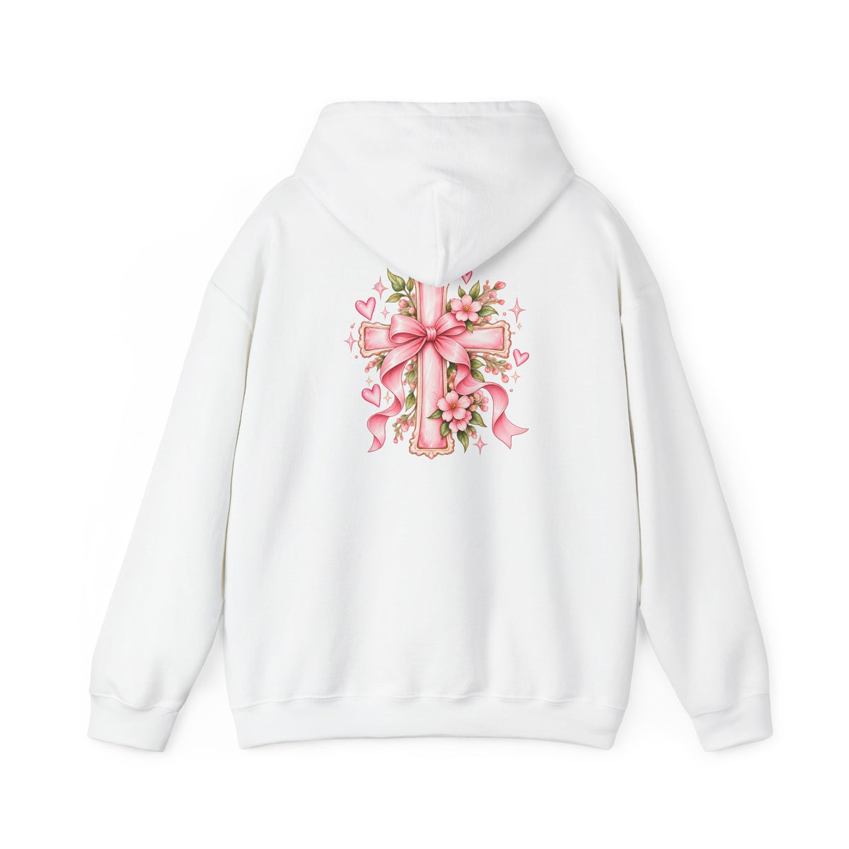 Pink Floral Cross Hoodie — "Made by Karla" Faith Pullover
