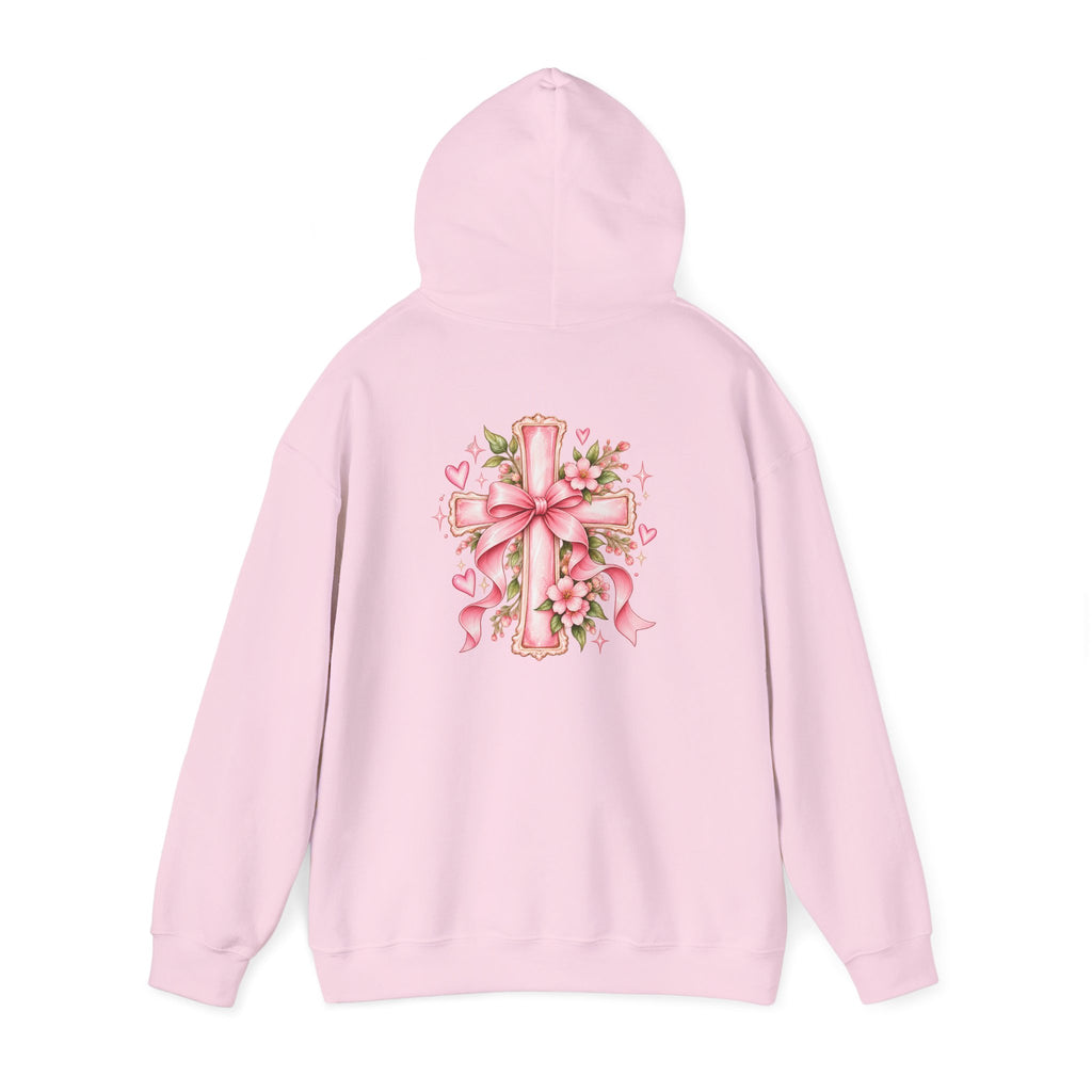 Pink Floral Cross Hoodie — "Made by Karla" Faith Pullover