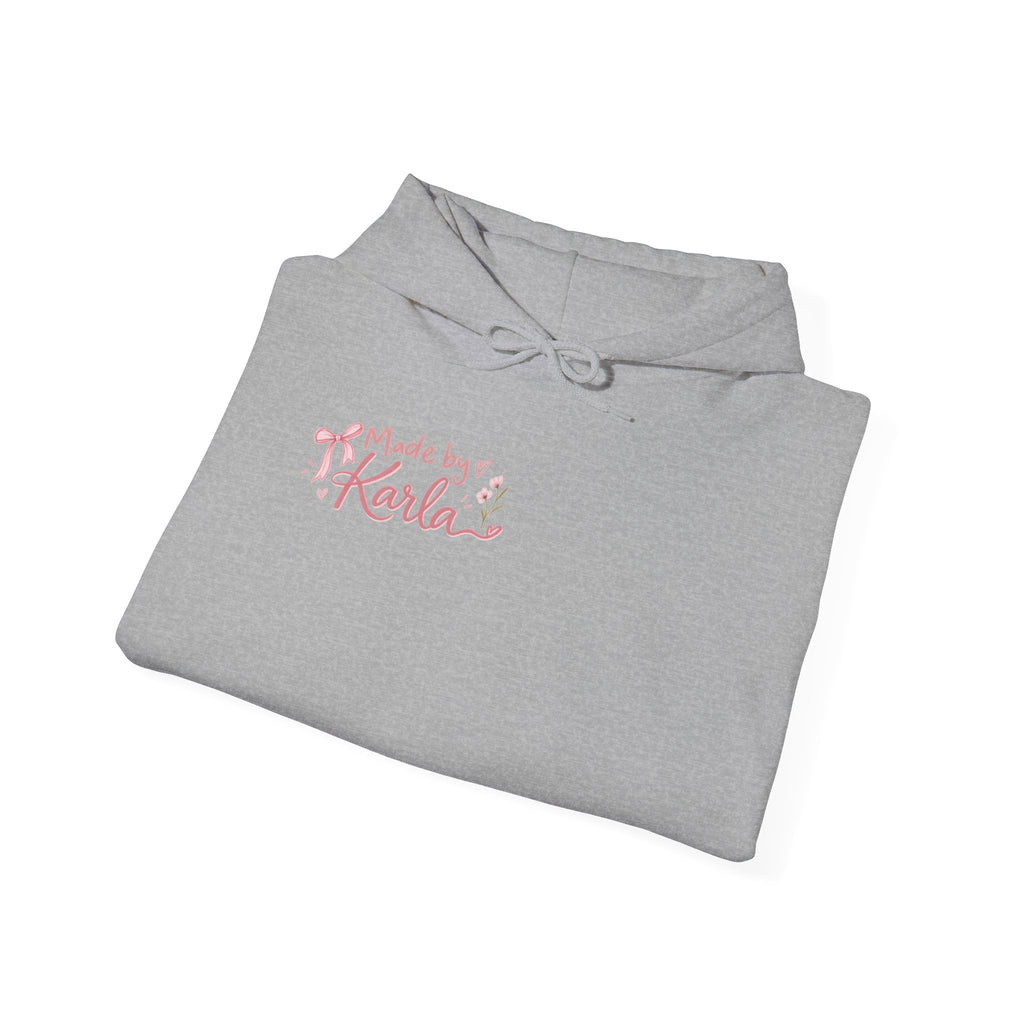 Pink Floral Cross Hoodie — "Made by Karla" Faith Pullover