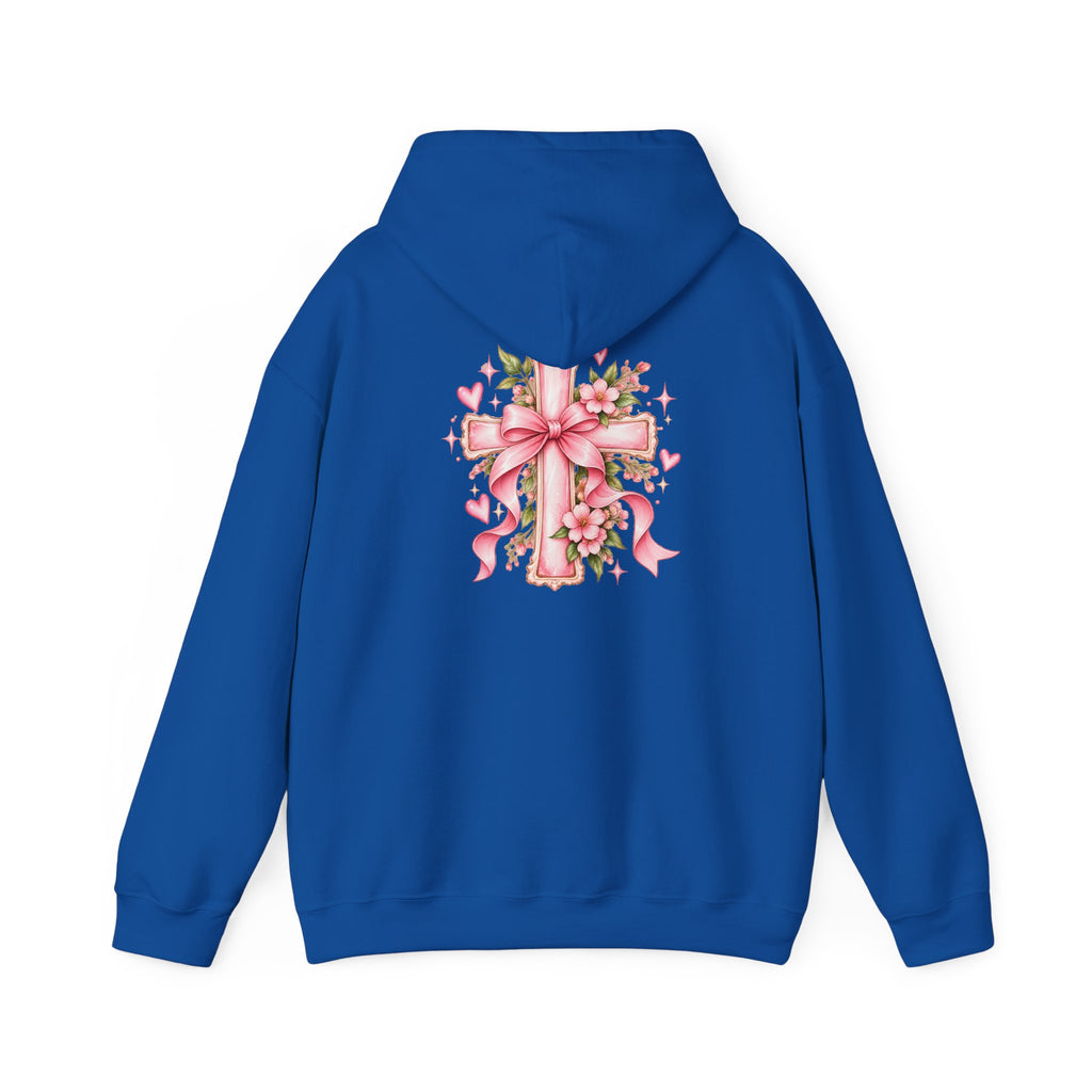 Pink Floral Cross Hoodie — "Made by Karla" Faith Pullover