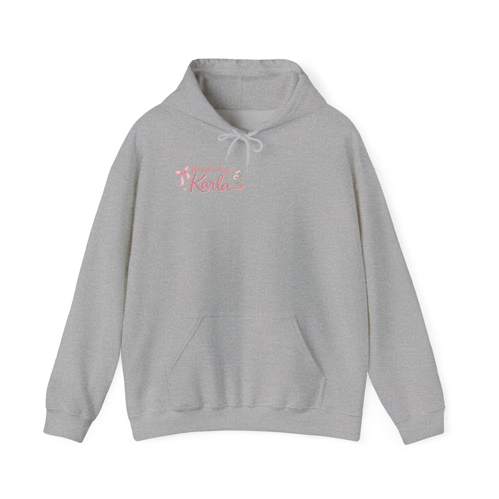 Pink Floral Cross Hoodie — "Made by Karla" Faith Pullover