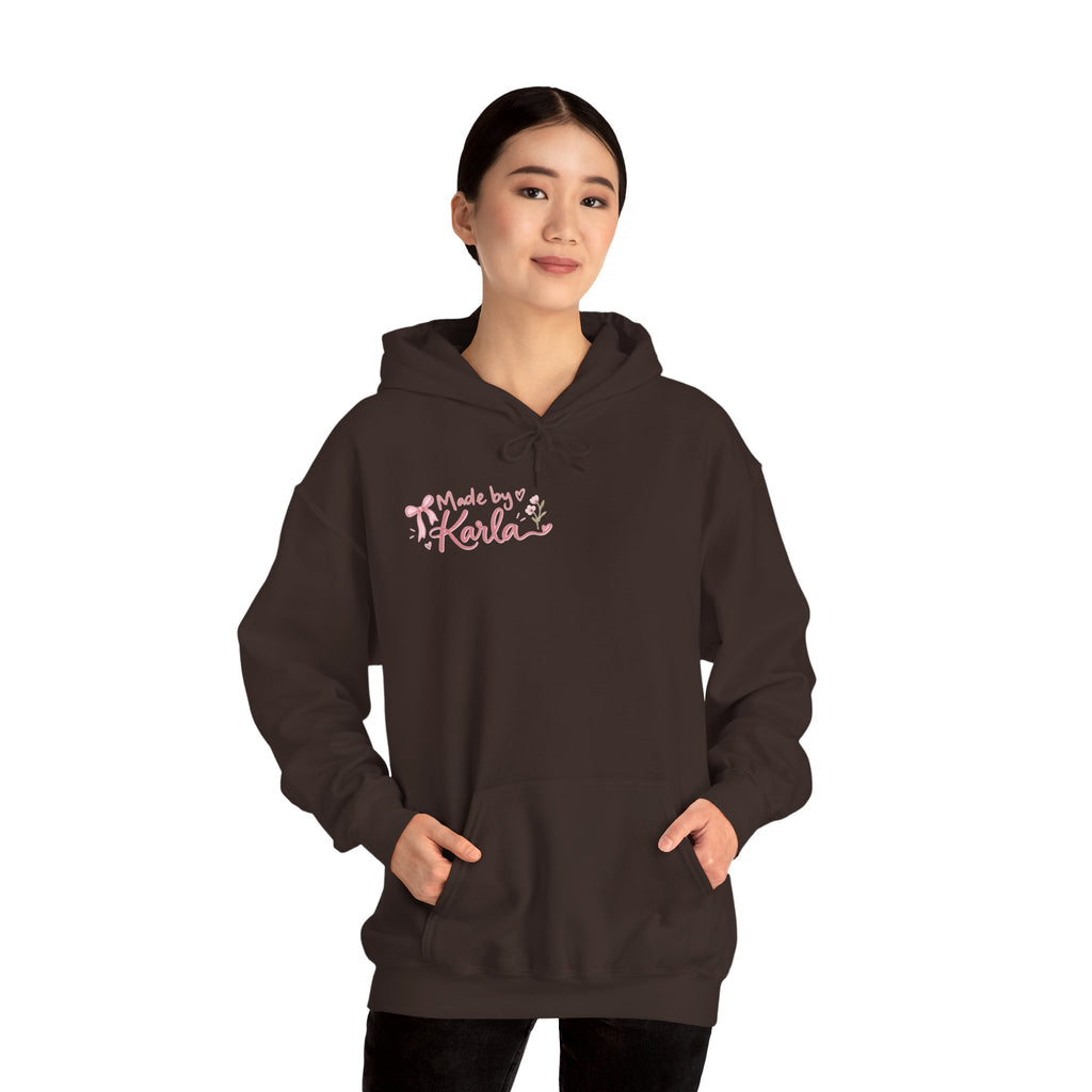 Pink Floral Cross Hoodie — "Made by Karla" Faith Pullover