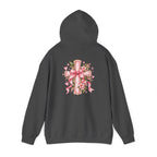 Pink Floral Cross Hoodie — "Made by Karla" Faith Pullover