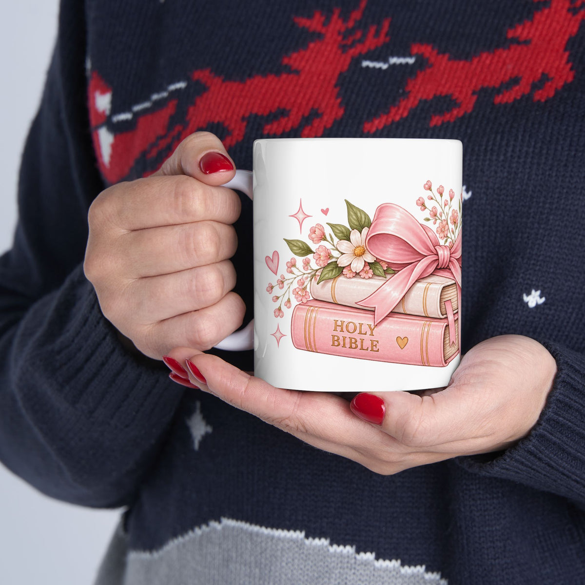 Pink Floral Bow Ceramic Mug – Romantic Coffee & Tea Gift