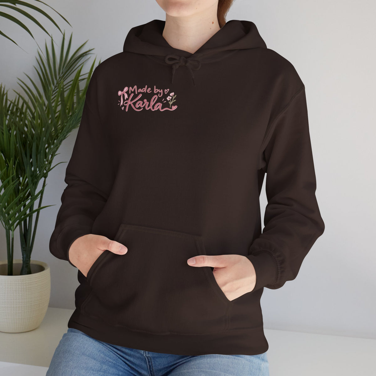 Pink Floral Cross Hoodie — "Made by Karla" Faith Pullover