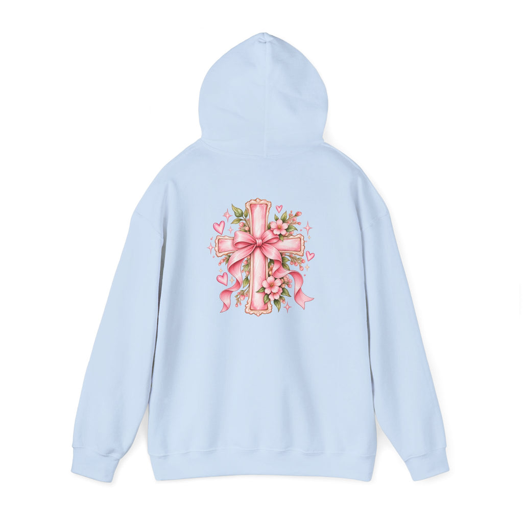 Pink Floral Cross Hoodie — "Made by Karla" Faith Pullover