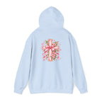 Pink Floral Cross Hoodie — "Made by Karla" Faith Pullover