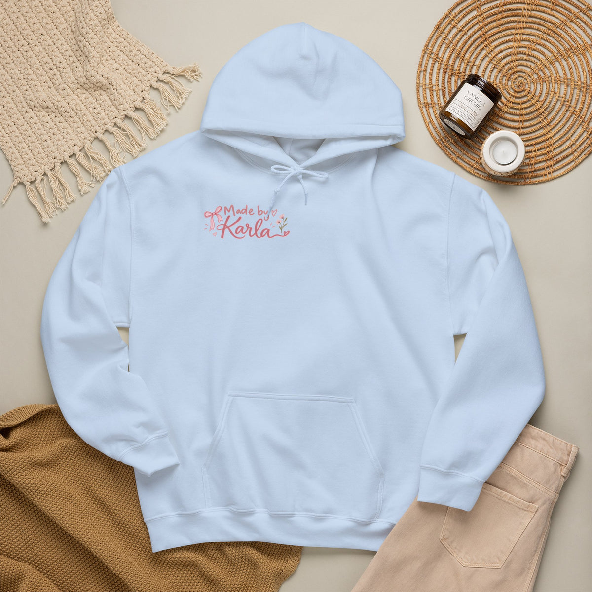 Pink Floral Cross Hoodie — "Made by Karla" Faith Pullover