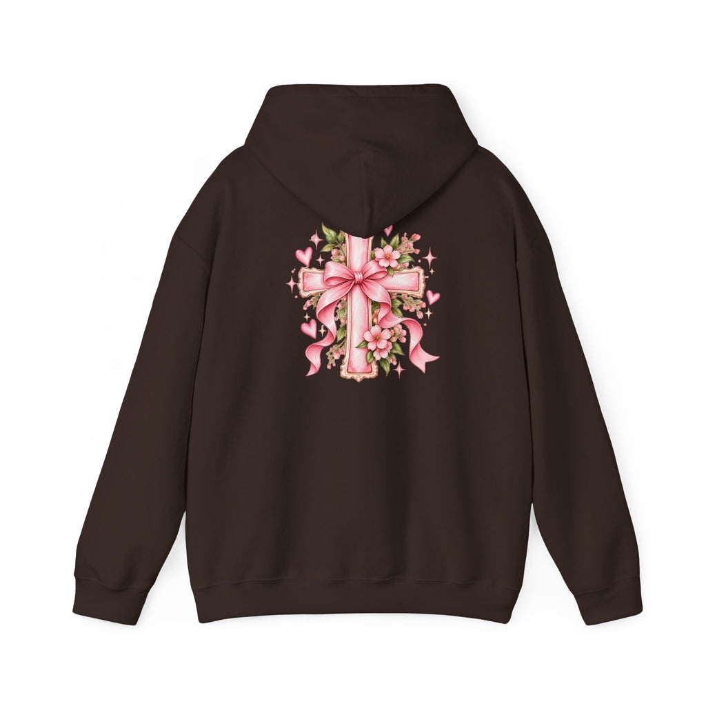 Pink Floral Cross Hoodie — "Made by Karla" Faith Pullover