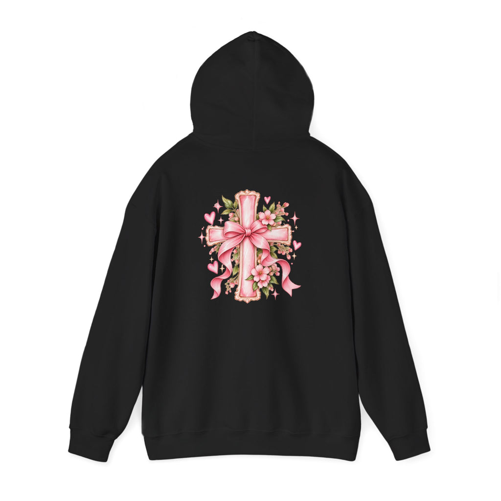 Pink Floral Cross Hoodie — "Made by Karla" Faith Pullover