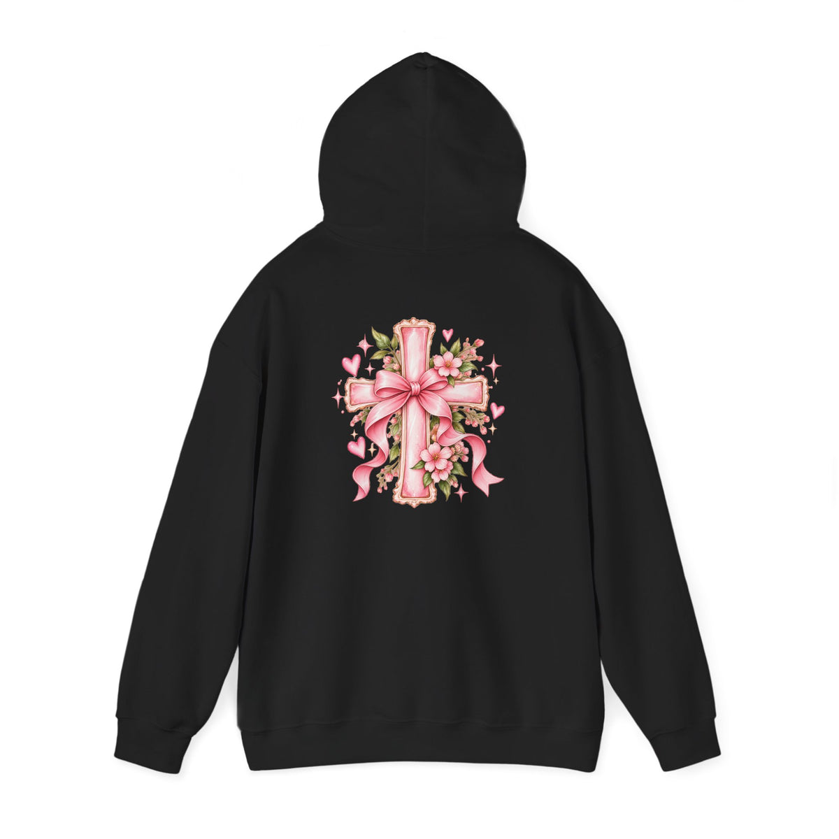 Pink Floral Cross Hoodie — "Made by Karla" Faith Pullover