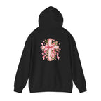 Pink Floral Cross Hoodie — "Made by Karla" Faith Pullover
