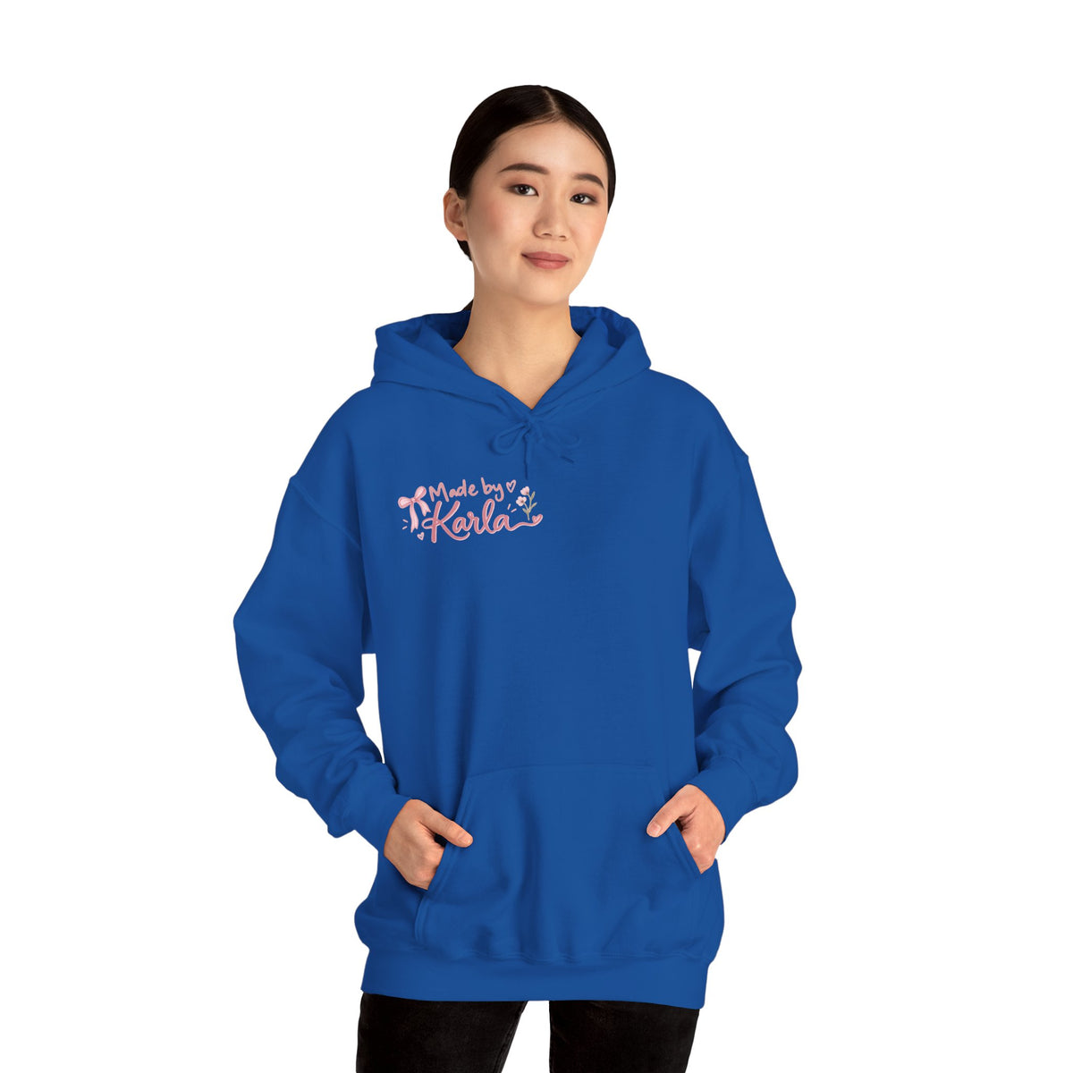 Pink Floral Cross Hoodie — "Made by Karla" Faith Pullover