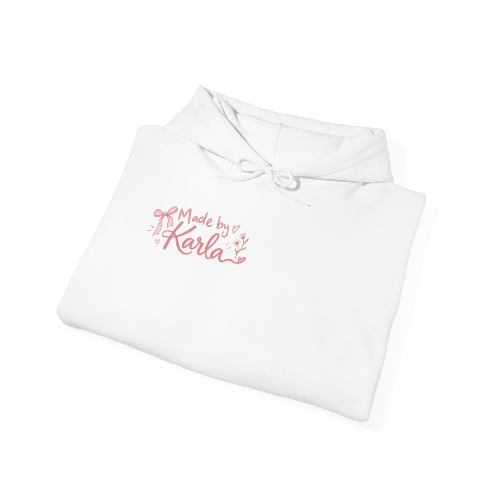 Pink Floral Cross Hoodie — "Made by Karla" Faith Pullover