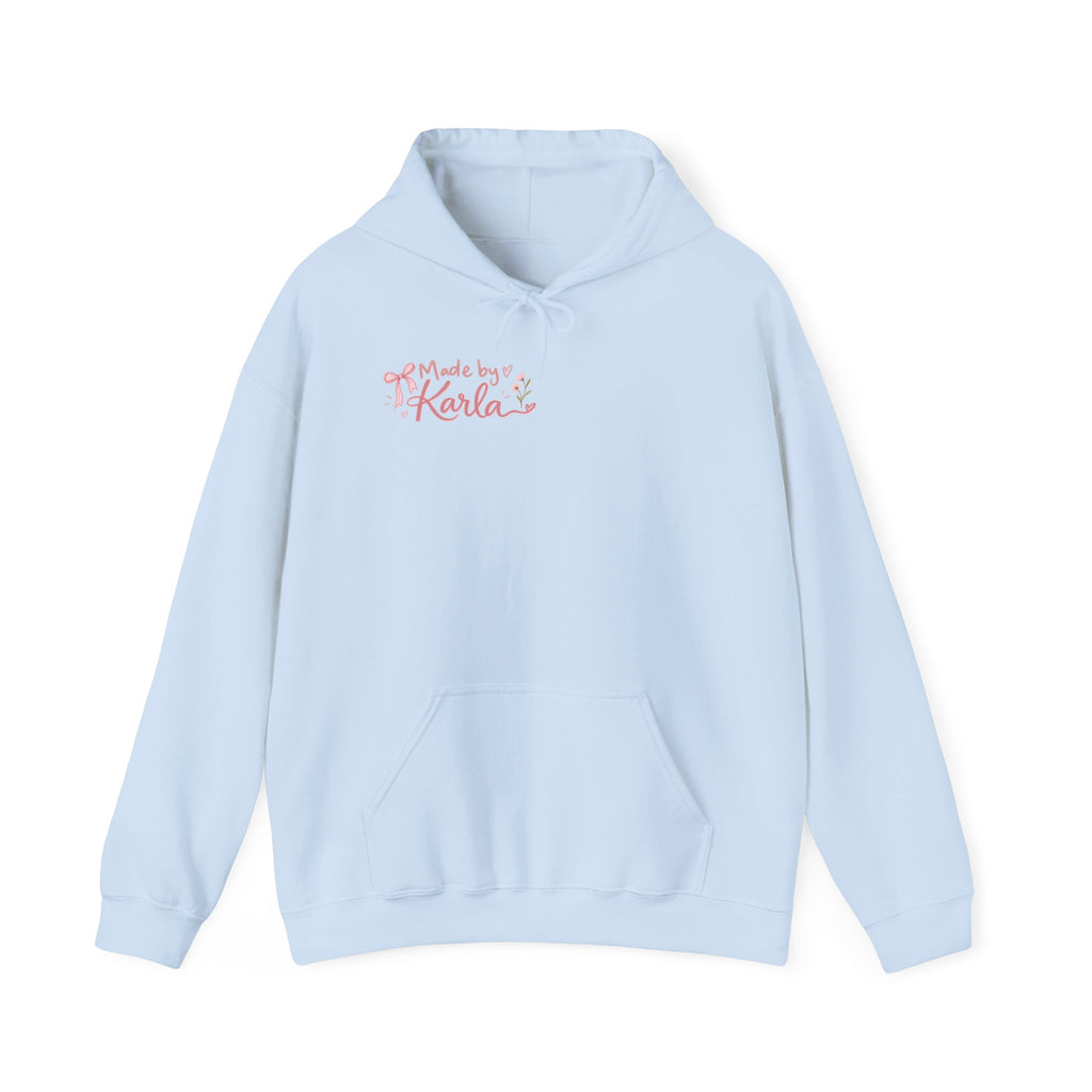 Pink Floral Cross Hoodie — "Made by Karla" Faith Pullover