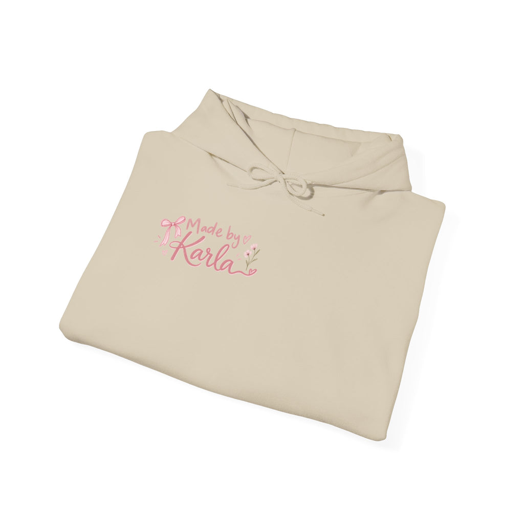 Pink Floral Cross Hoodie — "Made by Karla" Faith Pullover