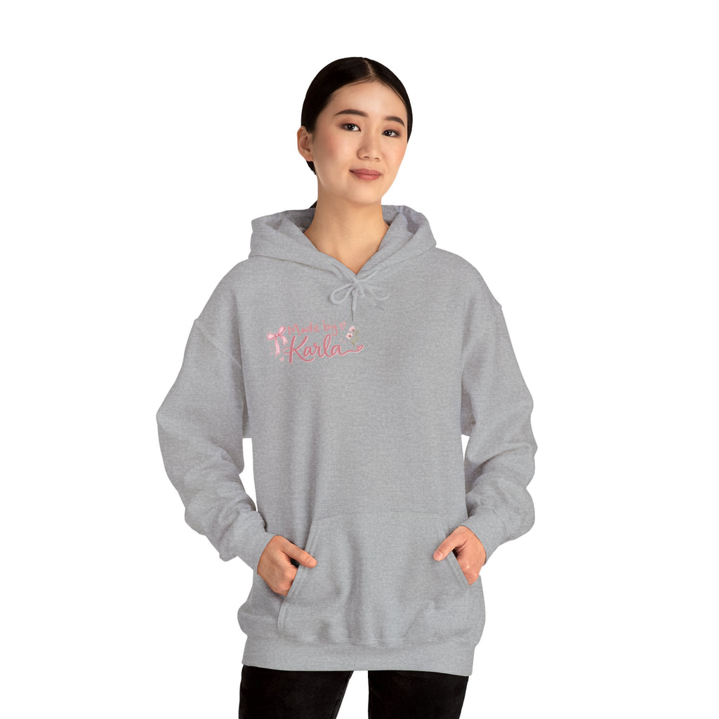 Pink Floral Cross Hoodie — "Made by Karla" Faith Pullover