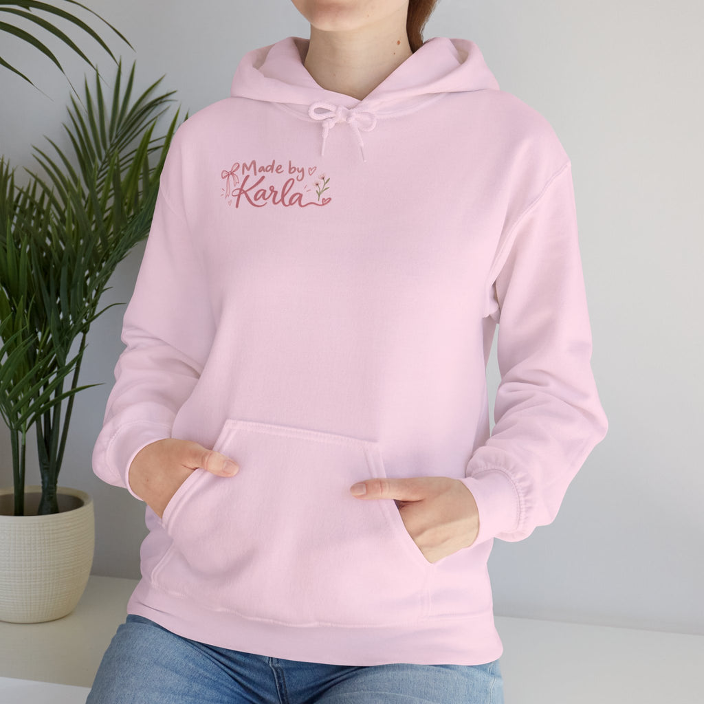 Pink Floral Cross Hoodie — "Made by Karla" Faith Pullover