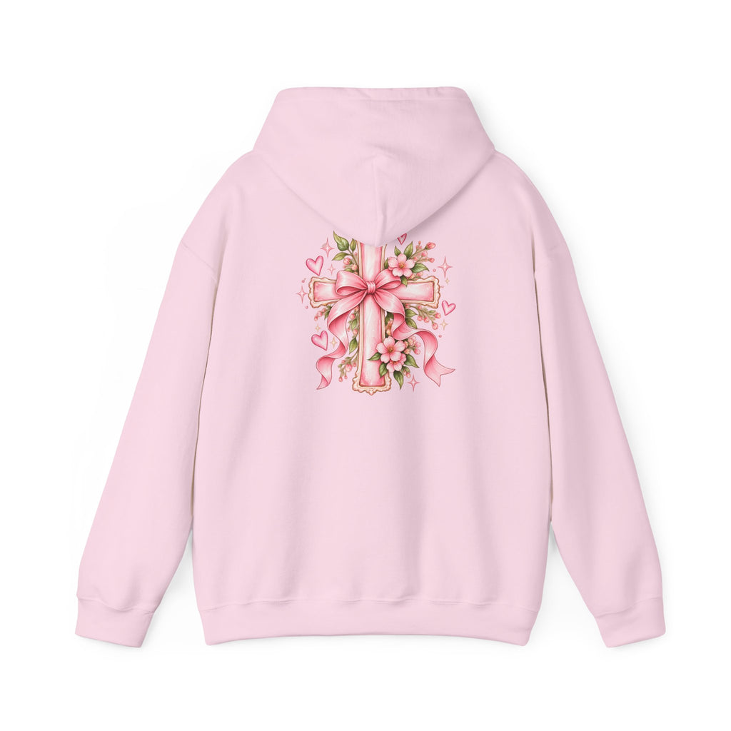 Pink Floral Cross Hoodie — "Made by Karla" Faith Pullover