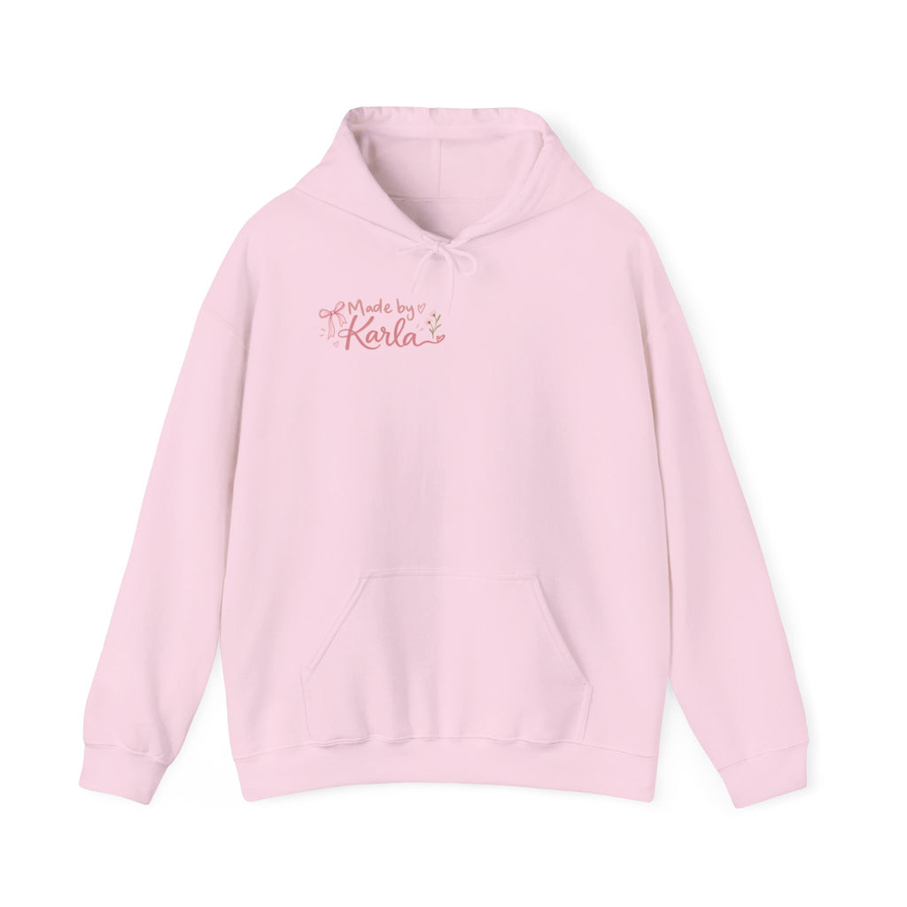 Pink Floral Cross Hoodie — "Made by Karla" Faith Pullover