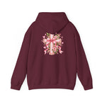 Pink Floral Cross Hoodie — "Made by Karla" Faith Pullover