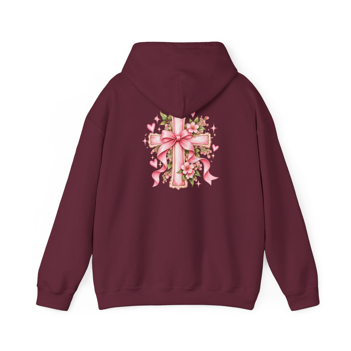 Pink Floral Cross Hoodie — "Made by Karla" Faith Pullover