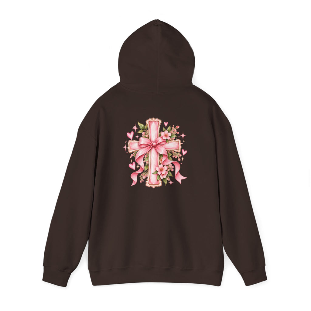 Pink Floral Cross Hoodie — "Made by Karla" Faith Pullover