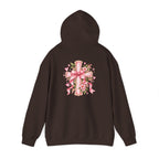Pink Floral Cross Hoodie — "Made by Karla" Faith Pullover