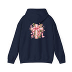 Pink Floral Cross Hoodie — "Made by Karla" Faith Pullover