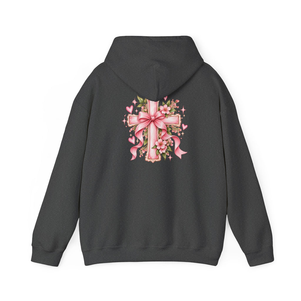 Pink Floral Cross Hoodie — "Made by Karla" Faith Pullover
